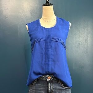 ANTHROPOLOGIE E(hanger)M Sheer Crochet Trim Sleeveless Blouse EUC Size Small